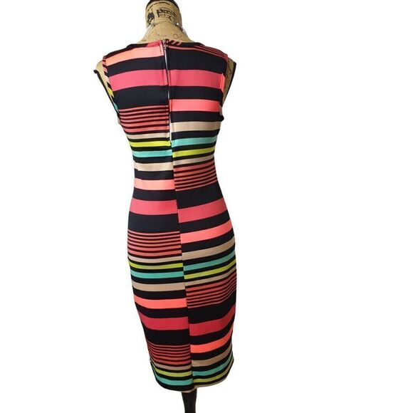 Women's Stretch Dress Large Bodycon Y2K Night Out, Sleeveless Striped Edgy Dress - Picture 2 of 6